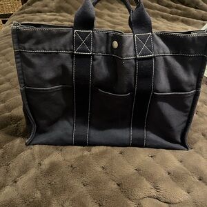 Hermes. Authentic Stylish Black Canvas Tote Bag